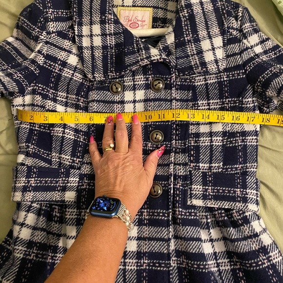 NWT a medium Pink Envelope jacket/coat super cute. Blue & white w/ pink threads - Picture 6 of 7